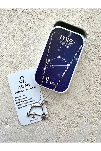 Mie Aslan Burcu 925 Ayar Gümüş Zodyak Simgesi Kolye