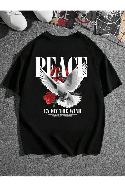 Jose Clothing Μπλουζάκι από οργανικό βαμβάκι μαύρο με τύπωμα oversized - Κοντό μανίκι