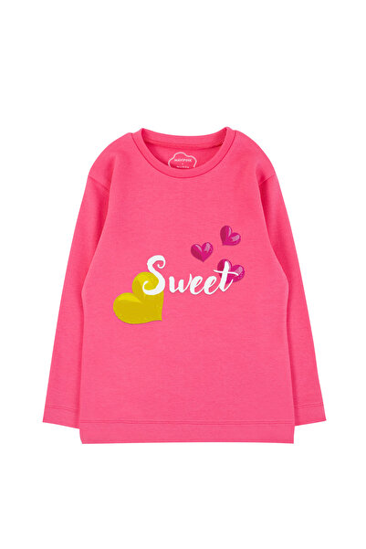 Bubuga Girl's 100% Cotton Fuchsia Color Sweet Printed Long Sleeve Tshirt