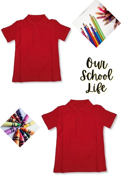 Bilge Trend Tricou 2 Piese Roșu Copii Guler Polo Scoala - Maneca Scurta