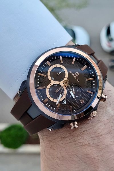 DAVID GUNER Cord Brown Color Indicators Active Men's Wristwatch