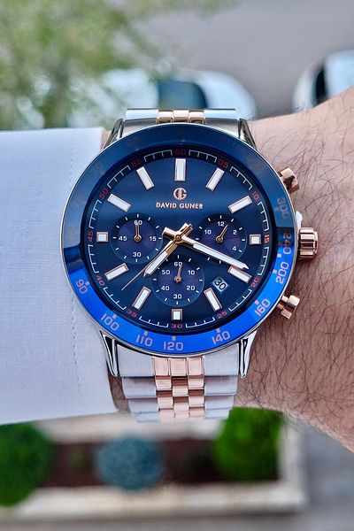 DAVID GUNER Bronze Silver Color Indicators Active Men's Wristwatch