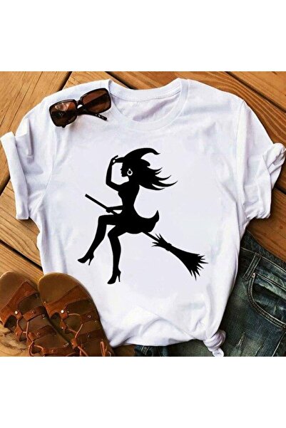 Advantage تي شيرت مطبوع عليه ساحرة الهالوين M525 08302