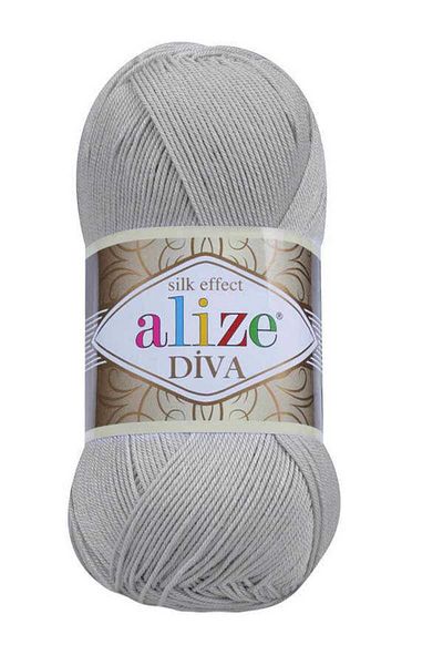 Alize Νήματα πλεξίματος χειρός Diva Mercerized 100 GR - Ανοιχτό Γκρι Χρώμα 355