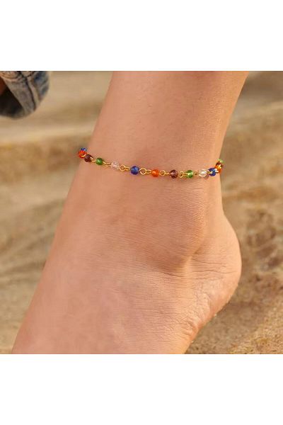toptanhanem Colorful Crystal Beaded Anklet