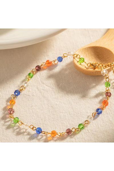 toptanhanem Colorful Crystal Beaded Anklet