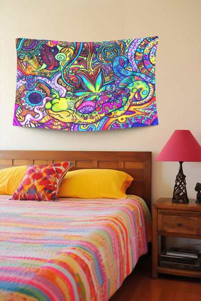 depdekor Duvar Örtüsü Duvar Halısı Dijital Baskı Tapestry "psychedelic Tapest...
