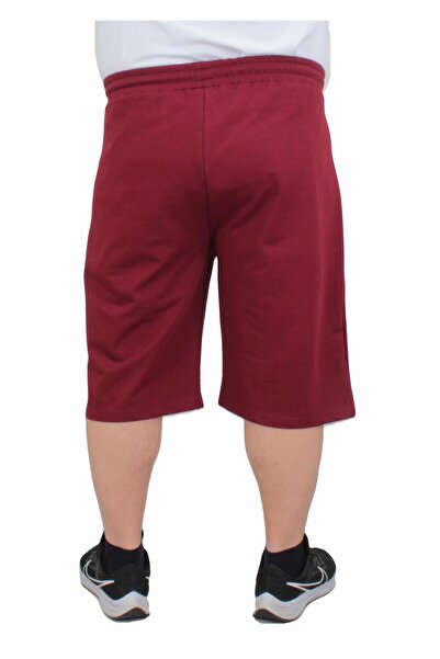 MocGrande Plus Size Men's Combed Cotton Shorts - Run Your City 24634 Claret Red