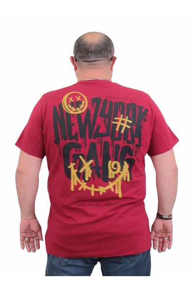 MocGrande Tricou pentru bărbați mărime mare - decolteu, grup 24132, roșu claret