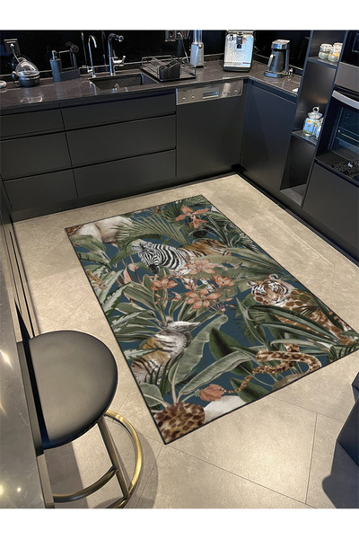 Rugs Modern Halı Orman ve Hayvan Zebra Desenli Modern Dekoratif Halı miravip286