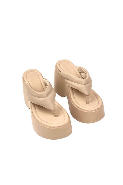 bescobel Women's Jerma Nut High Platform Flip Flops 10 Cm