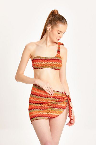 TOO SALTY SWIMWEAR Fusta pareo de plajă cu dantelă roșie Claret pentru femei 24s112st