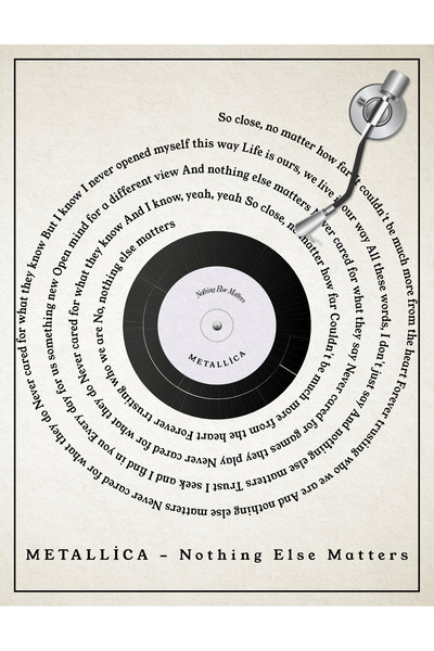 512 STORE Metallica Nothing Else Matters Sözleri Plak Poster 30x42 Çerçevesiz