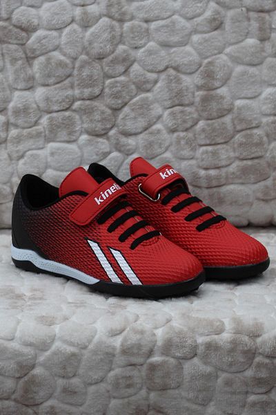 Kinetix Enta TF Red Black Lawn Field Carpet Field Boys Children Football Shoes