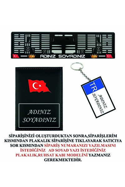 dnsl grup Kişiye Özel Isimli Araç Plakalık 2 Adet Plakalık Ruhsat Kabı Anahtarlık