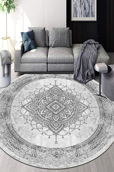 MUA HOME DECOR Klasik Eskitme Desen Dijital Baskı Yıkanabilir Kaymaz Taban Sa...