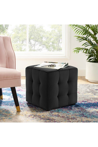 DeccoStil Siyah Kare Puf Dikişli En*boy 42*42 Cm