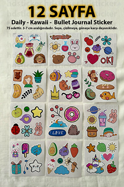 hdsticker 75 de bucăți Kawaii Daily Book Planner Laptop Notebook Agenda Stick...
