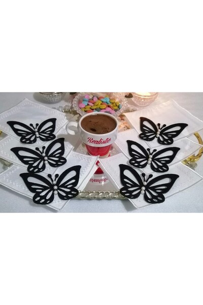 Lady Rio Șervețel de cocktail 3D cu perle - Servețel de prezentare brodat