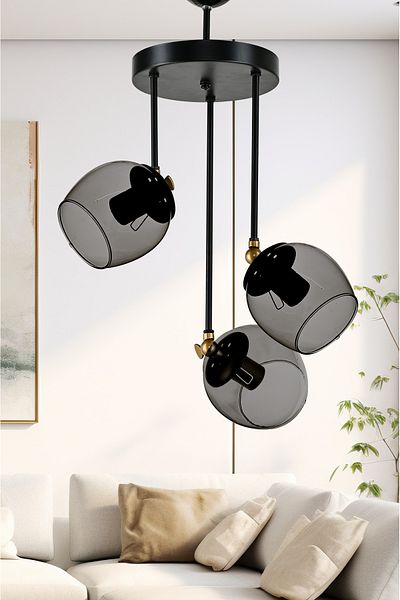 DEDE TRIPLE NERO MODERN CHANDELIER SMOKED GLASS