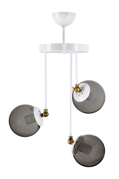 DEDE TRIPLE BLANCO MODERN CHANDELIER WITH SMOKED GLOP GLASS
