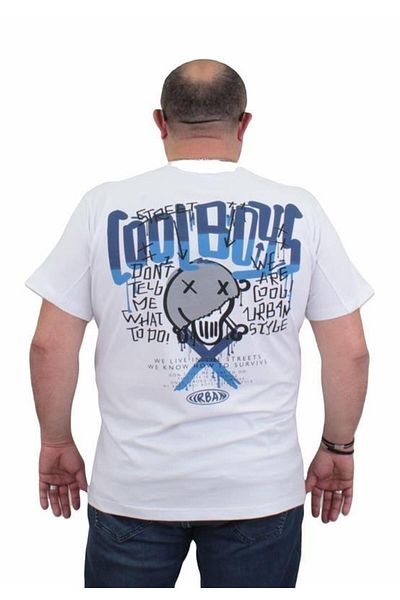 Starbattal Men's Large Size Crew Neck T-Shirt Cool Boys 24125 WHITE