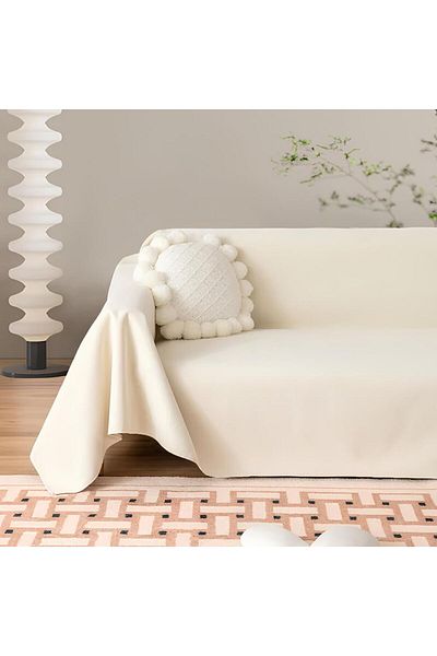 pamukidea 220x200 Cm Wide Cotton Plain Flat Buldan Linen Sofa Bed Sofa Cover