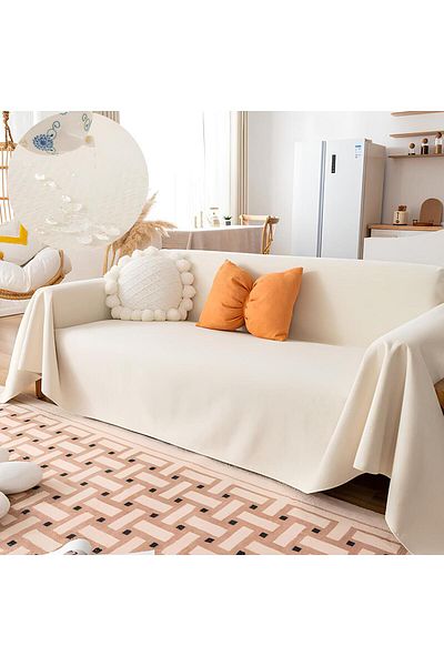 pamukidea 220x200 Cm Wide Cotton Plain Flat Buldan Linen Sofa Bed Sofa Cover
