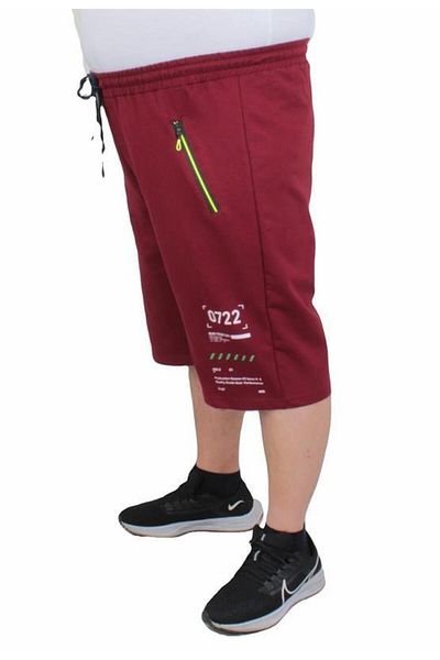 Starbattal Men's Plus Size Combed Cotton Shorts Run Your City 24634 Claret Red