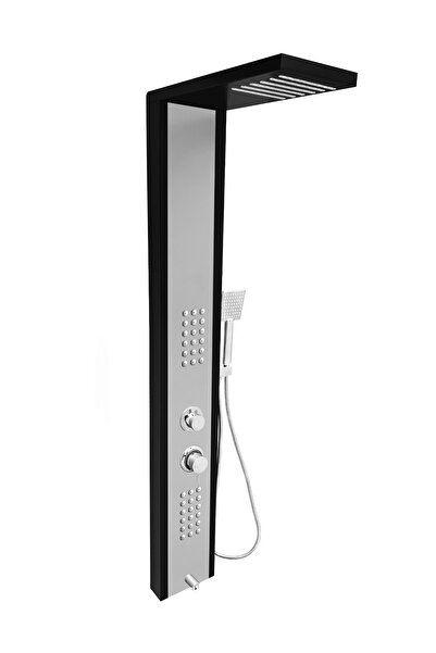 Jet Banyo Victoria Çift Renk (Siyah-Silver Gri) Masajlı Duş Paneli- Dikey Jak...