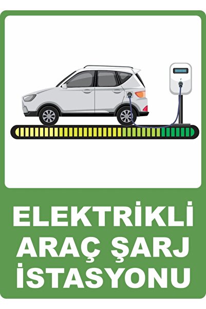 ChicArt Design Studio ELEKTRİKLİ ARAÇ ŞARJ İSTASYONU PVC Plakalı Uyarı Levhas...