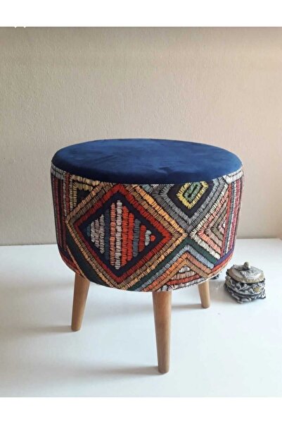 BEYLERBEYİ Gürgen Ahşap Ayaklı Dekoratif  Yuvarlak Puf Bench Koltuk  Bahçe sandalyesi