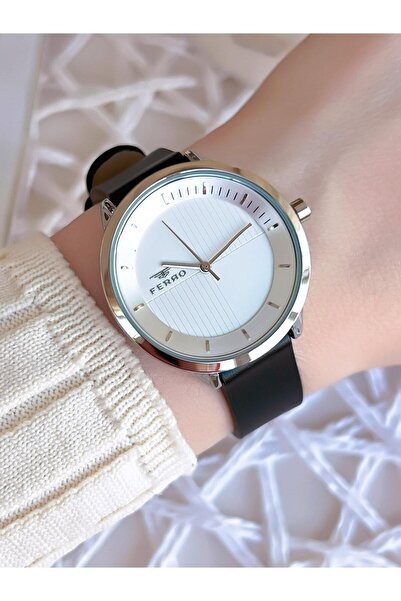 FERRO Deri Kordonlu Kararma Renk Atmaz 30 Metre Suya Dayanıklı Özel Tasarım Kadın Kol Saati BF1926BT