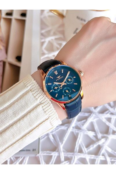 FERRO Leather Cord Inner Functions Work 3 Atm+Calendar Special Design Women's Wristwatch BFM1905BWT