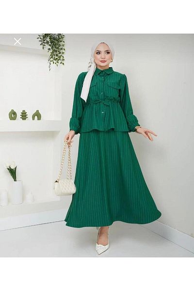 modasindoma women's striped waist lace-up skirt suit