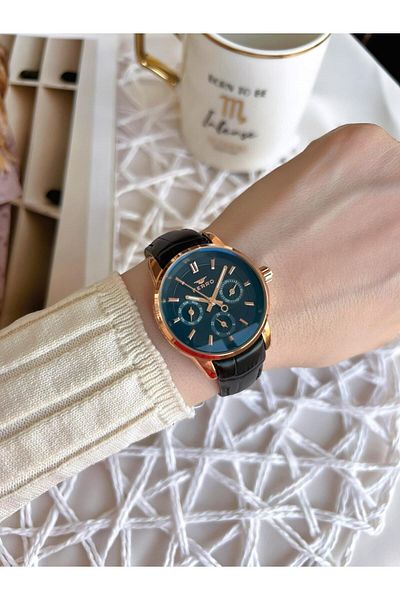 FERRO Leather Cord Inner Functions Work 3 Atm+Calendar Special Design Women's Wristwatch BFM1905BWT-S