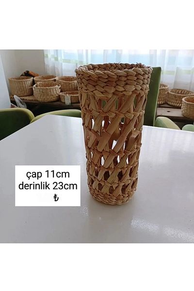 FN Countertop Wicker Spoon Holder Organizer Storage Kitchen Wicker Spoon Holder Bamboo Wooden Spoon Holder Khaki Yellow