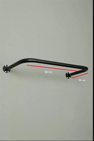 Modern Raf Yuvarlak Borudan Duvara Monte U Askı 60 cm Siyah