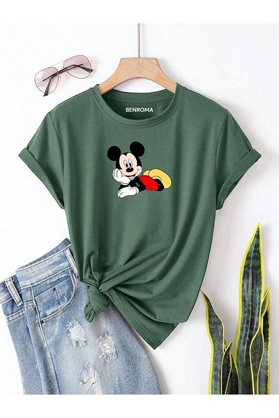 BENROMA CUTE MICKEY PRINT T-SHIRT ΜΕΓΕΘΟΣ ΕΝΗΛΙΚΩΝ ΚΑΙ ΠΑΙΔΙΩΝ [διαθέσιμο διάστημα 3-12 ετών]
