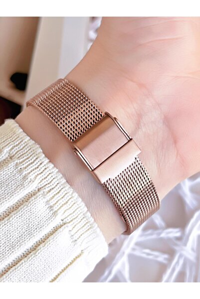 FERRO ساعة يد نسائية بتصميم خاص باللون الذهبي الوردي مقاومة للتشويه 3 ATM مع حبل من القش BF40-087