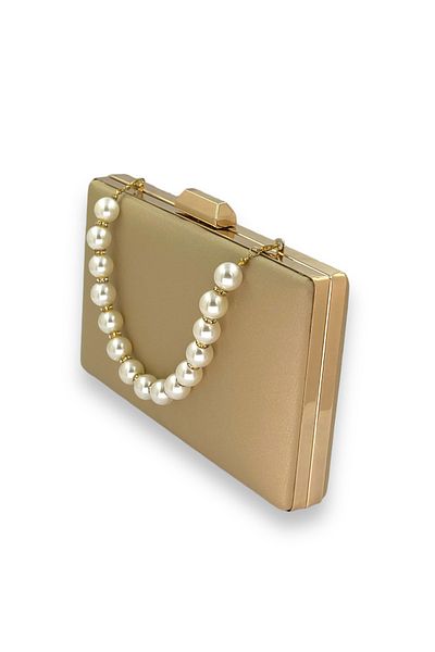 Biçanta Nude Bag Βραδινό Φόρεμα Τσάντα Nude Color Βραδινό Φόρεμα Τσάντα Αντιχαρακτική Σατέν Λαβή με Πέρλες Γάμος Αρραβώνας