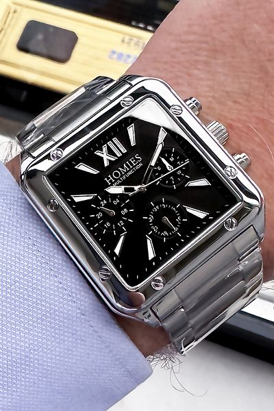 Homies Men's Wristwatch 3 Atm Waterproof Silver Color Steel Cord + Bracelet Gift HME2048C2