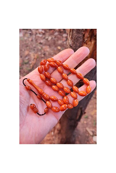 Vip Kehribar 7x11 mm Bal Rengi Alman Fiber Tesbih | Usta İşçilikli Tespih