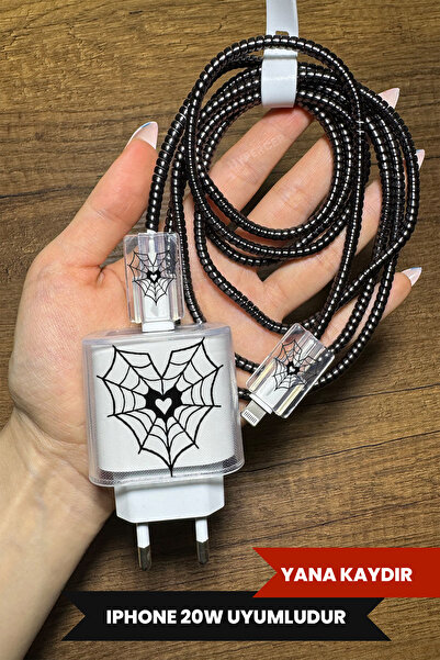 WANNA PROTECT iPhone 18W/20W Uyumlu Şeffaf Şarj Başlığı Adaptörü Koruma Kablo...