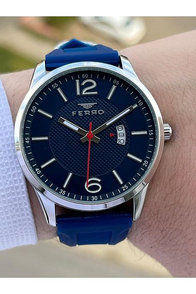 FERRO Navy Blue Color Straw Cord 30 Mt Waterproof Men's Wristwatch EF11316-L
