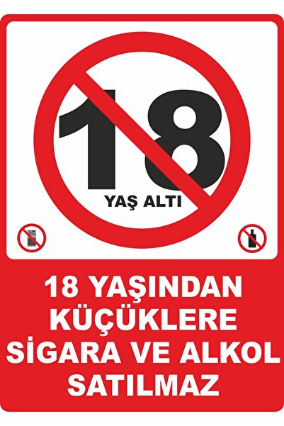 ChicArt Design Studio 18 YAŞINDAN KÜÇÜKLERE SATILMAZ #2 PVC Plakalı Uyarı Lev...