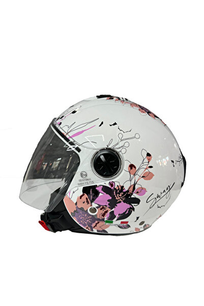 Sway SW-715 IRIS WHITE PINK YARIM MOTOSİKLET KASKI