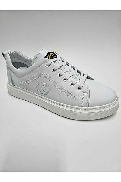 Luis Figo Genuine Leather White Men's Shoes - Size 38-39, Laced