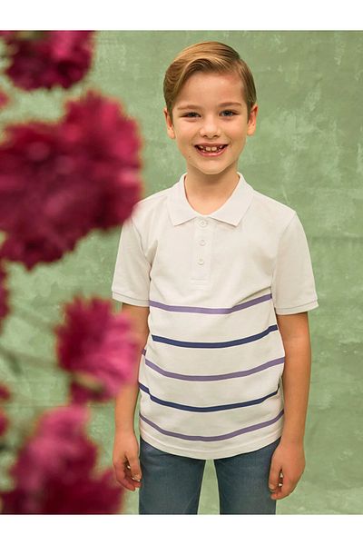 LC Waikiki νέα συλλογή Polo Collar ριγέ κοντομάνικο μπλουζάκι για αγόρια πόλη