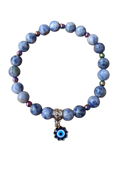 MGA DOĞAL TAŞ Sodalite stone hematite stone natural stone bracelet evil eye beaded natural stone bracelet